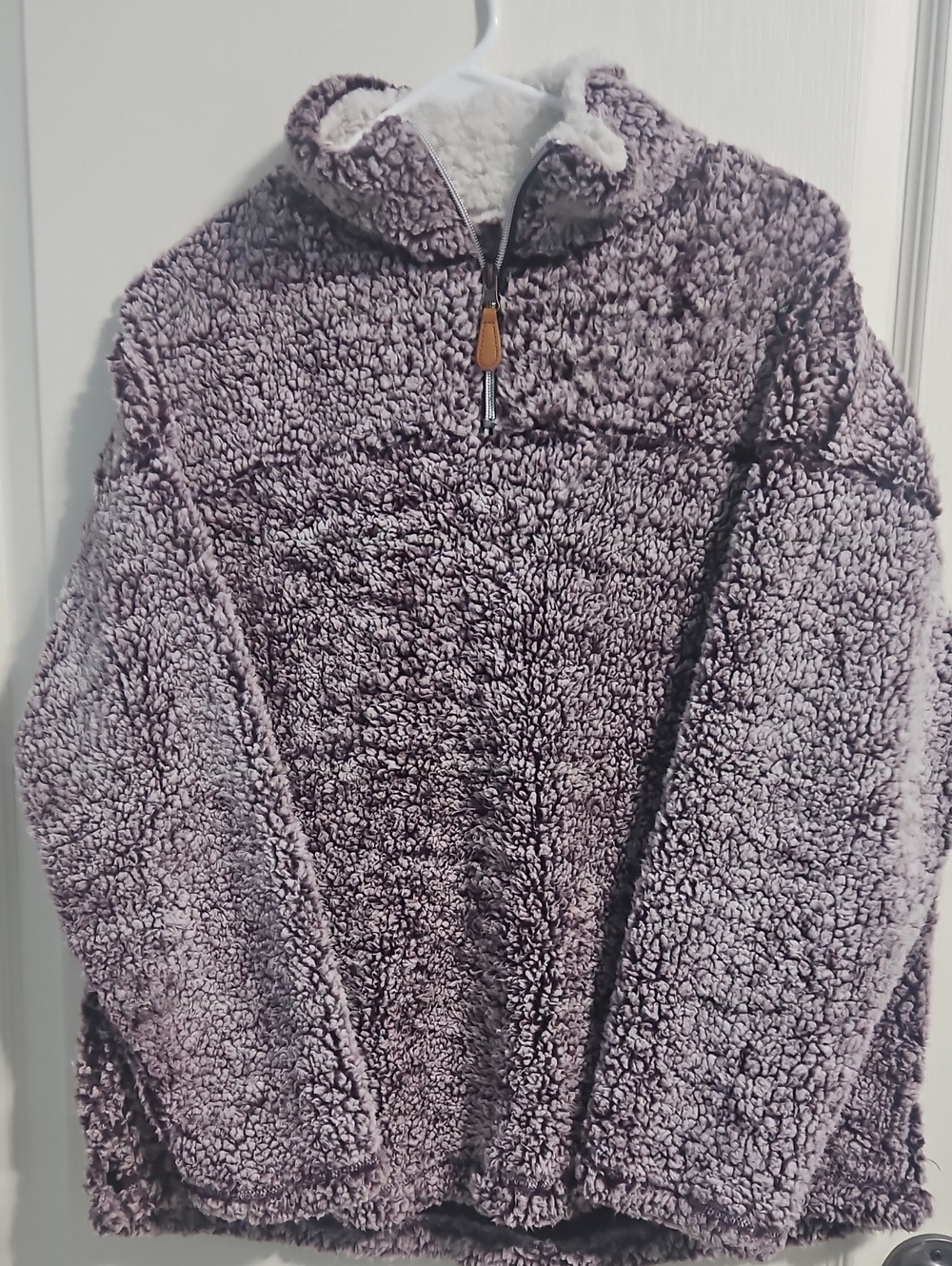 Womens Plush Half-Zip Pullover Sweater - Lavender